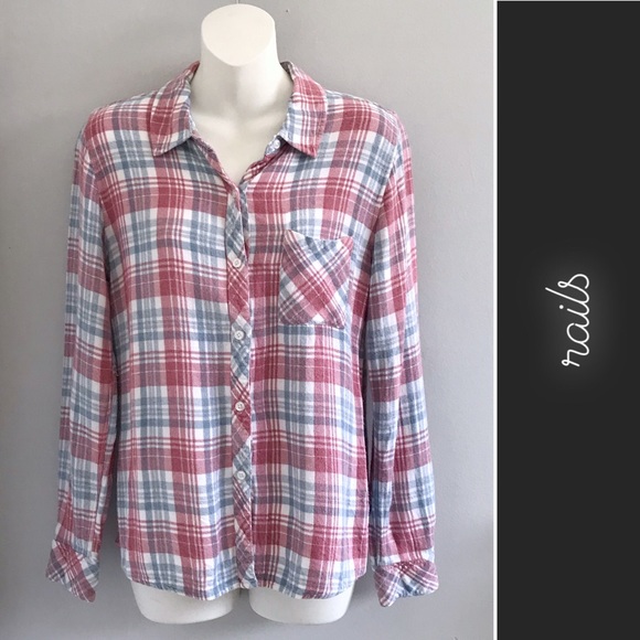 Rails Hunter Rosewood Sky Plaid LS Button Down S - Picture 1 of 5